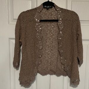 Elegant Tan Lace Cardigan